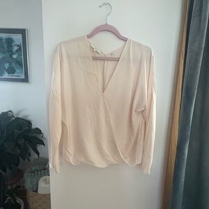 Vince Drapey Cream Women's Faux-Wrap Top